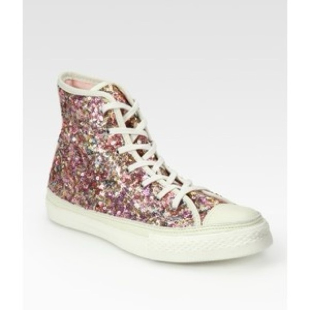 Converse High Top leather multi sequin high top sneakers sz: 6